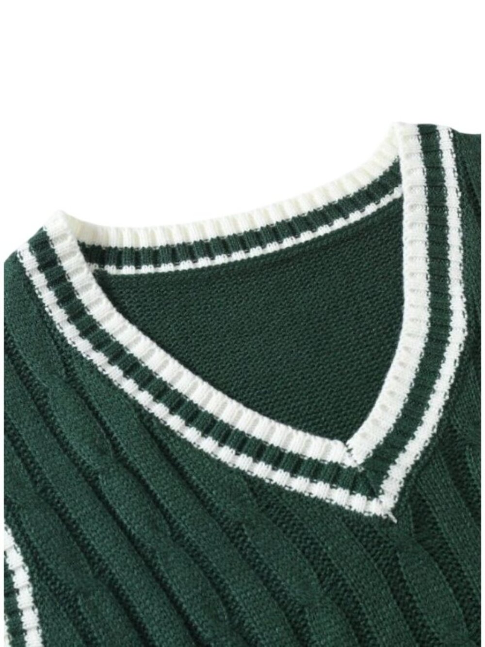 Manfinity Unisex Adult Dark Green Cable Knit V-Neck Sweater Vest Size‎ Large - Picture 12 of 16